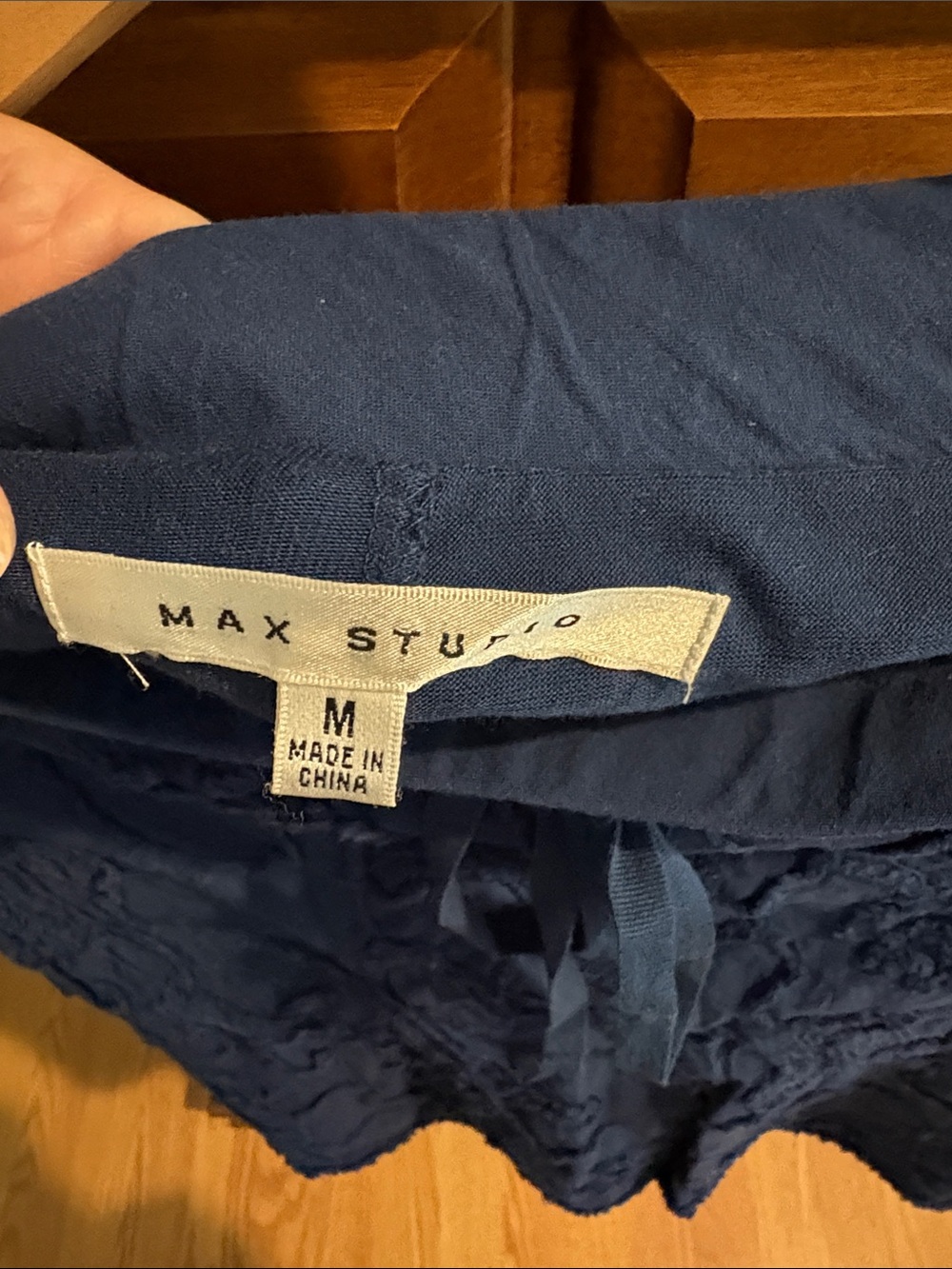 Max Studio Navy Embroidered Drawstring Skort - Picture 2 of 2
